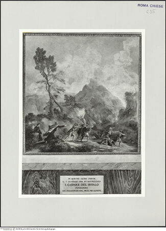 Vorderseite von Sopr. BAS ROMA [https://www.deutsche-digitale-bibliothek.de/content/lizenzen/rv-ez/] Landschaften mit Episoden aus der Vita des Propheten EliasElias befiehlt, die Propheten des Baal zu töten - Gesamtansicht, bh538296_recto. Foto.