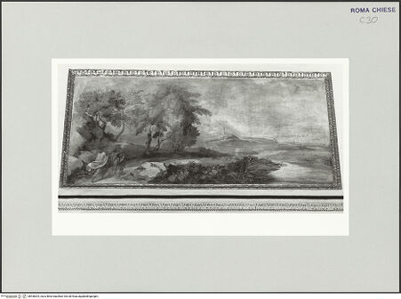 Vorderseite von Sopr. BAS ROMA [https://www.deutsche-digitale-bibliothek.de/content/lizenzen/rv-ez/] Landschaften mit Episoden aus der Vita des Propheten EliasBegegnung zwischen Elias und Ahab - Gesamtansicht, bh538304_recto. Foto.