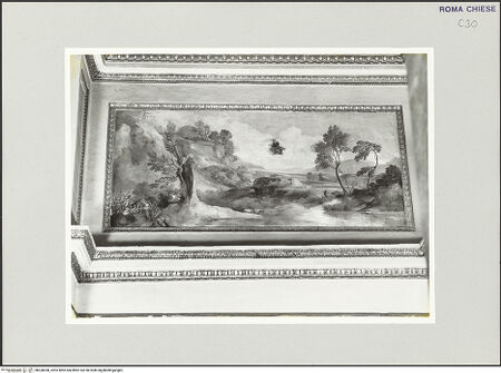 Vorderseite von Sopr. BAS ROMA [https://www.deutsche-digitale-bibliothek.de/content/lizenzen/rv-ez/] Landschaften mit Episoden aus der Vita des Propheten EliasDer hl. Simon Stock, in einem hohlem Baumstumof lebend, erfährt eine Vision - Gesamtansicht, bh538308_recto. Foto.