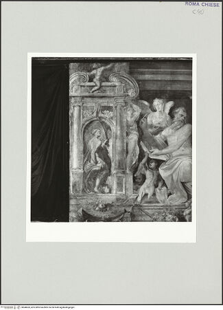 Vorderseite von Sopr. BAS ROMA [https://www.deutsche-digitale-bibliothek.de/content/lizenzen/rv-ez/] Freskenzyklus zur Passion ChristiProphet und Sibylle - Detail links: Judith, bh540600_recto. Foto.