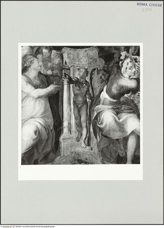 Vorderseite von Sopr. BAS ROMA [https://www.deutsche-digitale-bibliothek.de/content/lizenzen/rv-ez/] Freskenzyklus zur Passion ChristiEin Prophet und eine Sibylle - Detail, links: männliche Nischenfigur, bh540631_recto. Foto.