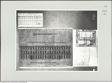 Vorderseite von Bösel, Richard [https://www.deutsche-digitale-bibliothek.de/content/lizenzen/rv-ez/] Aufrisse und Grundriss des Collegio von Vercelli - , bh541337_recto. Foto.