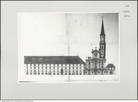 Vorderseite von Bösel, Richard [https://www.deutsche-digitale-bibliothek.de/content/lizenzen/rv-ez/] Aufriss von Kloster und Kirche Sankt Michael in Wien - , bh541347_recto. Foto.