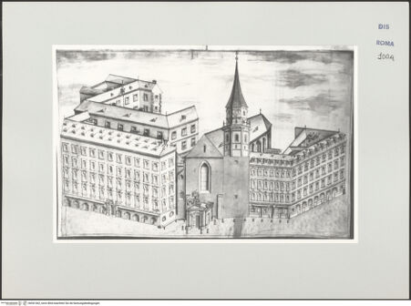 Vorderseite von Bösel, Richard [https://www.deutsche-digitale-bibliothek.de/content/lizenzen/rv-ez/] Vogelschau auf Kloster und Kirche Sankt Michael in Wien - , bh541362_recto. Foto.