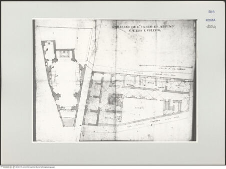 Vorderseite von Bösel, Richard [https://www.deutsche-digitale-bibliothek.de/content/lizenzen/rv-ez/] Grundriss von Kirche und Collegio di Santi Carlo e Filippo in Arpino - , bh541370_recto. Foto.