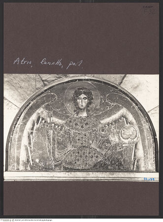 Vorderseite von Bibliotheca Hertziana [https://www.deutsche-digitale-bibliothek.de/content/lizenzen/rv-fz/] PortalUntere Lünette: Erzengel Michael als Halbfigur - Gesamtansicht, bh541847_recto. Foto: Sansaini, Renato.