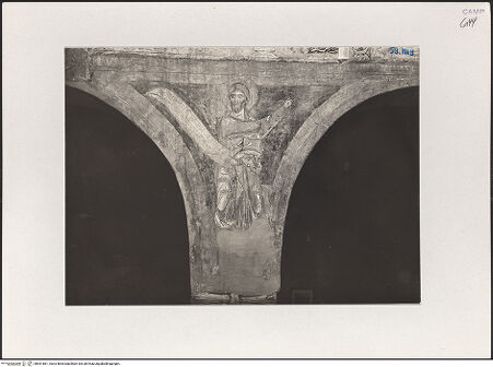 Vorderseite von Bibliotheca Hertziana [https://www.deutsche-digitale-bibliothek.de/content/lizenzen/rv-fz/] Szenen aus dem Neuen Testament und ProphetenNordwand: Szenen aus dem Leben Christi und ProphetenArkadenzwickel mit der Darstellung von einer Sibylle, ganzfigurigen Propheten und KönigenProphet Hosea - Gesamtansicht, bh541861_recto. Foto: Sansaini, Renato.