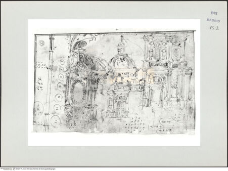 Vorderseite von Biblioteca Nacional [https://www.deutsche-digitale-bibliothek.de/content/lizenzen/rv-ez/] Album des Fra Giovanni Vincenzo CasaliKirchenfassaden - , bh542179_recto. Foto.