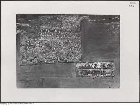 Vorderseite von Bibliotheca Hertziana [https://www.deutsche-digitale-bibliothek.de/content/lizenzen/rv-fz/] Majestas Domini mit Evangelistensymbolen, Erzengeln, Stifter und HeiligemUnteres Register: Fragmente einer dekorativen Sockelmalerei - Ausschnitt der rechten Seite: Fragment mit Rankenfries, stilisiertem Eierstab und Zahnschnitt, bh543196_recto. Foto: Sansaini, Renato.