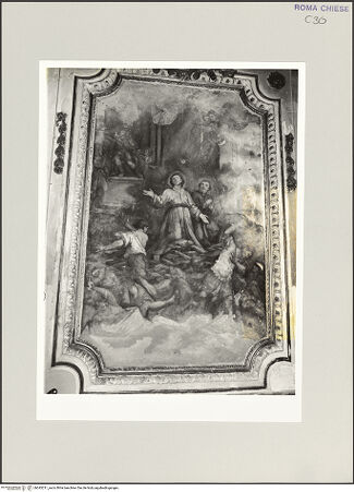 Vorderseite von Sopr. BAS ROMA [https://www.deutsche-digitale-bibliothek.de/content/lizenzen/rv-ez/] Die Heiligen Cosmas und Damian auf dem Scheiterhaufen - , bh543211_recto. Foto.