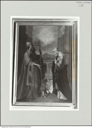 Vorderseite von Sopr. BAS ROMA [https://rightsstatements.org/page/CNE/1.0/] Maria Magdalena und ein Bischof? - , bh543224_recto. Foto.