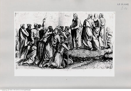 Vorderseite von Istituto Nazionale per la Grafica [http://creativecommons.org/publicdomain/mark/1.0/] Moses zeigt dem Volk die Gesetzestafeln - , bh543977. Foto.