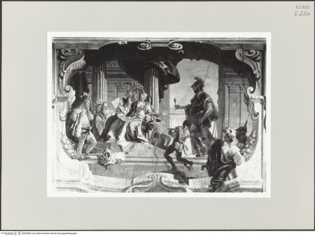 Vorderseite von ICCD [https://www.deutsche-digitale-bibliothek.de/content/lizenzen/rv-ez/] Die Geschichte von Scipio, Massinissa und SophonisbaSophonisbe empfängt das Gift von Massinissa - Gesamtansicht, bh545385_recto. Foto.