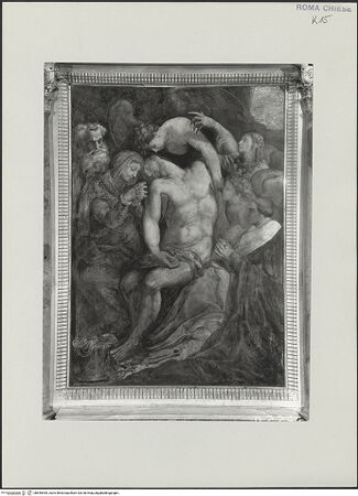 Vorderseite von ICCD [https://www.deutsche-digitale-bibliothek.de/content/lizenzen/rv-ez/] Beweinung Christi mit Porträt des Kardinals Johann Albrecht von Brandenburg - , bh545454_recto. Foto.