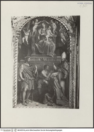 Vorderseite von ICCD [https://www.deutsche-digitale-bibliothek.de/content/lizenzen/rv-ez/] Madonna mit Kind und den Heiligen Eligius, Jakob und Martin - , bh545514_recto. Foto.