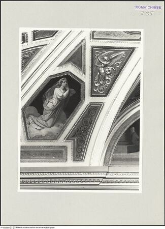 Vorderseite von Bibliotheca Hertziana [https://www.deutsche-digitale-bibliothek.de/content/lizenzen/rv-fz/] Die sieben Tugenden und die Werke der BarmherzigkeitKniende Frauengestalt - , bh545555_recto. Foto.