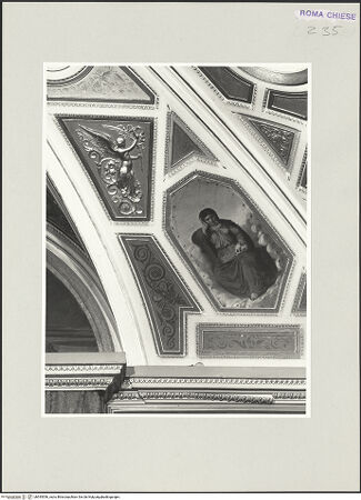 Vorderseite von Bibliotheca Hertziana [https://www.deutsche-digitale-bibliothek.de/content/lizenzen/rv-fz/] Die sieben Tugenden und die Werke der BarmherzigkeitSitzende Frau mit Totenschädel - , bh545556_recto. Foto.