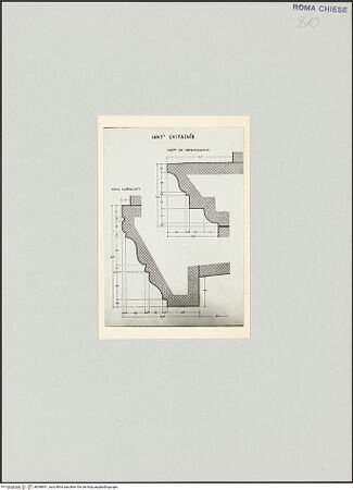 Vorderseite von Haase? [https://www.deutsche-digitale-bibliothek.de/content/lizenzen/rv-fz/] Sant'Eustachio - Schnitt der Portalverdachung und Gewändeschnitt des Portals (Zeichnung von Dipl.Ing. Haase), bh546691_recto. Foto.