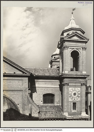 Vorderseite von Bibliotheca Hertziana [https://www.deutsche-digitale-bibliothek.de/content/lizenzen/rv-fz/] Sant'Atanasio dei Greci - Fassadentürme aus Südost, bh548308_recto. Foto: D'Onofrio, Cesare.