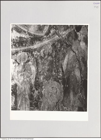 Vorderseite von unbekannt [https://www.deutsche-digitale-bibliothek.de/content/lizenzen/rv-fz/] Himmelfahrt Christi mit Maria, Aposteln und Engeln - Detail: Maria zwischen zwei Engeln (vor der Übertragung), bh551236_recto. Foto.