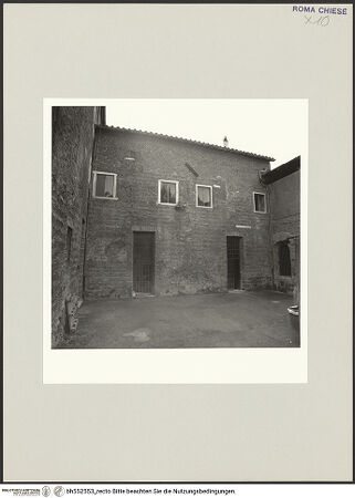 Vorderseite von Sopr. BAS ROMA [https://www.deutsche-digitale-bibliothek.de/content/lizenzen/rv-ez/] Abbazia delle Tre Fontane - Nordflügel, Palazzetto di frate Iacopo, bh552553_recto. Foto.