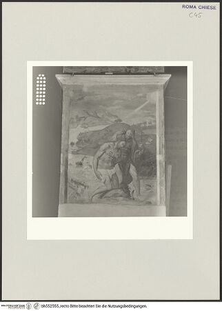 Vorderseite von Sopr. BAS ROMA [https://www.deutsche-digitale-bibliothek.de/content/lizenzen/rv-ez/] Freskenzyklus mit Aposteln, Taufe und Noli-me-tangere-SzeneDie Taufe Christi - , bh552555_recto. Foto.