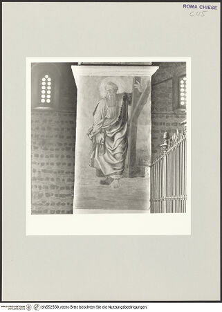 Vorderseite von Sopr. BAS ROMA [https://www.deutsche-digitale-bibliothek.de/content/lizenzen/rv-ez/] Freskenzyklus mit Aposteln, Taufe und Noli-me-tangere-SzeneDer Apostel Andreas - , bh552559_recto. Foto.