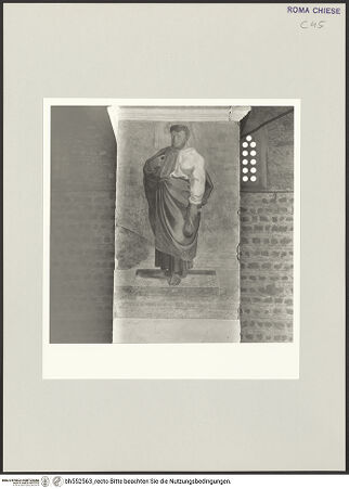 Vorderseite von Sopr. BAS ROMA [https://www.deutsche-digitale-bibliothek.de/content/lizenzen/rv-ez/] Freskenzyklus mit Aposteln, Taufe und Noli-me-tangere-SzeneDer Apostel Matthäus - , bh552563_recto. Foto.