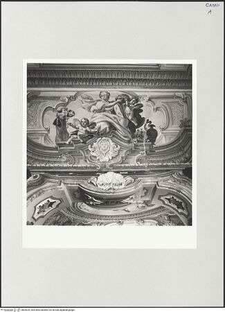 Vorderseite von Sigismondi, Roberto [http://creativecommons.org/licenses/by-nc-sa/4.0/] Wanddekoration des Archivio cartaceo: Personifikationen der Kontinente - Junge Frau und Putto mit Krone sowie ein Kamel (Personifikation Asiens), bh555239_recto. Foto: Sigismondi, Roberto.