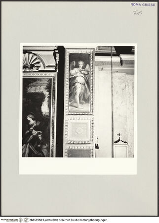Vorderseite von Sopr. BAS ROMA [https://www.deutsche-digitale-bibliothek.de/content/lizenzen/rv-ez/] Zyklus von Engeln mit den Leidenswerkzeugen - rechter Pilaster, oben: Engel mit Dornenkrone, bh555958-2_recto. Foto.