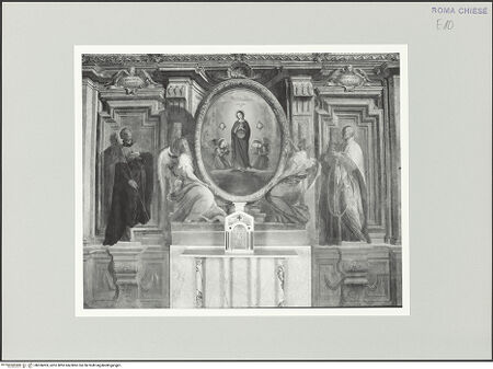 Vorderseite von Sopr. BAS ROMA [https://www.deutsche-digitale-bibliothek.de/content/lizenzen/rv-ez/] Freskenzyklus mit Jesuitenheiligen - Altarwand, bh556003_recto. Foto.