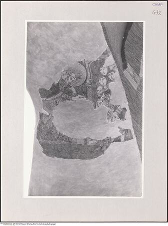 Vorderseite von unbekannt [https://www.deutsche-digitale-bibliothek.de/content/lizenzen/rv-ez/] Szenen aus den Geburtsgeschichten Johannes' des Täufers und Jesu sowie Fragmente weiterer FreskenLinke Seitenapsis: Verkündigung an Zacharias und Stummheit des Hohepriesters - Die Namensgebung Johannes des Täufers: Zacharias schreibt den Namen auf, bh556285_recto. Foto.