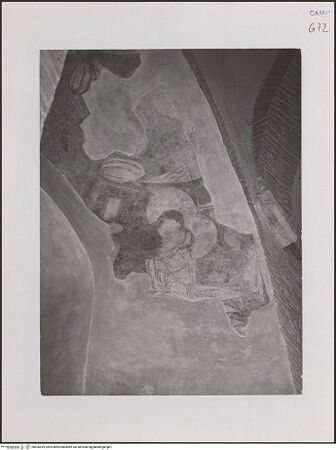 Vorderseite von unbekannt [https://www.deutsche-digitale-bibliothek.de/content/lizenzen/rv-ez/] Szenen aus den Geburtsgeschichten Johannes' des Täufers und Jesu sowie Fragmente weiterer FreskenRechte Seitenapsis: Verkündigung an Maria und Heimsuchung - Detail, rechts: Heimsuchung, bh556289_recto. Foto.