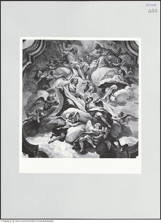 Vorderseite von Sigismondi, Roberto [http://creativecommons.org/licenses/by-nc-sa/4.0/] Triumph der Jungfrau Maria und der Tugenden - Detail: Himmelfahrt Mariens, Gottvater und Christus, bh556734_recto. Foto: Sigismondi, Roberto.