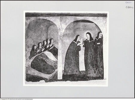 Vorderseite von Sigismondi, Roberto [http://creativecommons.org/licenses/by-nc-sa/4.0/] Szenen aus dem Leben der heiligen KlaraDie heilige Klara heilt Schwester Benvenuta von einer Fistel am Arm - Gesamtansicht, bh556758_recto. Foto: Sigismondi, Roberto.