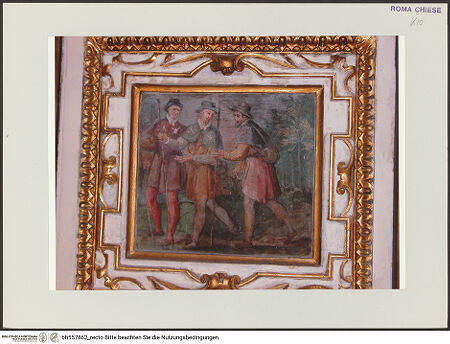 Vorderseite von Röll, Johannes [https://www.deutsche-digitale-bibliothek.de/content/lizenzen/rv-ez/] Capella di MonserratoSzenen aus dem Marienleben, Pilger, Eremiten und anderes - Drei Pilger, bh557862_recto. Foto (digital): Röll, Johannes.