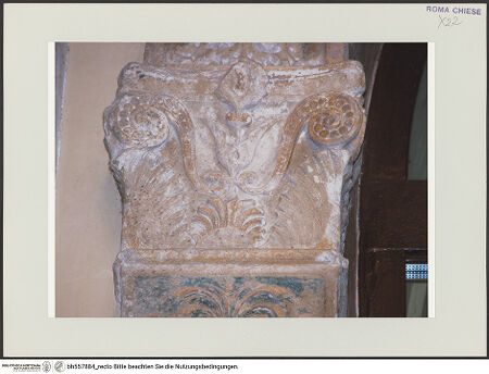 Vorderseite von Röll, Johannes [https://www.deutsche-digitale-bibliothek.de/content/lizenzen/rv-ez/] Grabmonument des Bischofs Francesco de Toledo (+1479)Bogenrahmung - Kapitell des linken Pilasters, bh557884_recto. Foto (digital): Röll, Johannes.