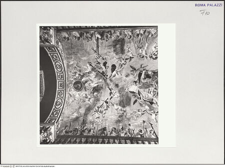 Vorderseite von Sopr. Archeologica di Roma, Museo Nazionale Romano [https://www.deutsche-digitale-bibliothek.de/content/lizenzen/rv-ez/] Freskenzyklus zum Leben des heiligen Papst AnicetusDer heilige Anicetus in der Glorie - Freskenhälfte der Ostseite, bh557920_recto. Foto.