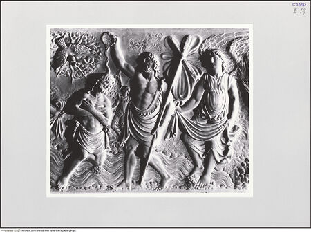 Vorderseite von Sigismondi, Roberto [http://creativecommons.org/licenses/by-nc-sa/4.0/] Kanzel mit Altar - Detail: Taufe Christi, bh559238_recto. Foto: Sigismondi, Roberto.