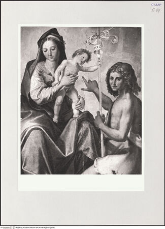 Vorderseite von Sigismondi, Roberto [http://creativecommons.org/licenses/by-nc-sa/4.0/] Madonna zwischen den heiligen Johannes dem Evangelisten und Johannes dem Täufer - Detail: Madonna mit Johannes dem Täufer, bh559242_recto. Foto: Sigismondi, Roberto.