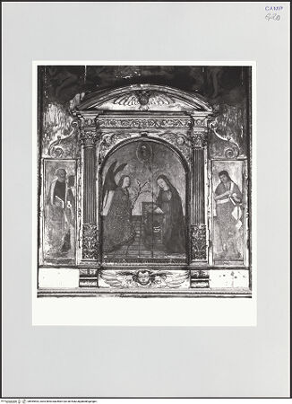 Vorderseite von Sigismondi, Roberto [http://creativecommons.org/licenses/by-nc-sa/4.0/] Verkündigung zwischen den heiligen Petrus und Johannes dem Täufer - Gesamtansicht, bh559593_recto. Foto: Sigismondi, Roberto.