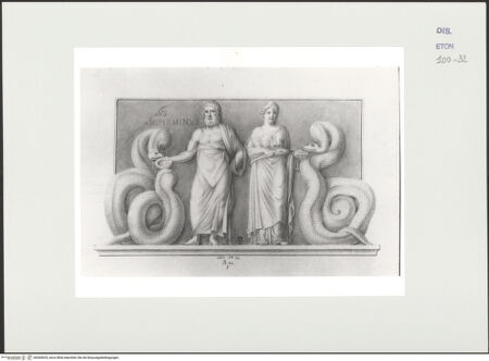 Vorderseite von Courtauld Institute, Conway Library [https://www.deutsche-digitale-bibliothek.de/content/lizenzen/rv-ez/] Aesculapius und Hygieia (Relief, Villa Borghese, Rom) - , bh560635_recto. Foto.