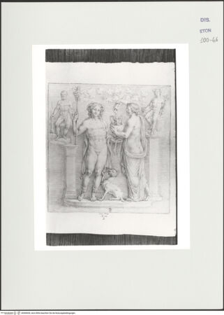 Vorderseite von Courtauld Institute, Conway Library [https://www.deutsche-digitale-bibliothek.de/content/lizenzen/rv-ez/] Bacchus und Mänade (Sockelrelief der Statue des Marsyas, Villa Borghese, Rom) - , bh560650_recto. Foto.