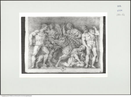 Vorderseite von Courtauld Institute, Conway Library [https://www.deutsche-digitale-bibliothek.de/content/lizenzen/rv-ez/] Die Calydonische Jagd (Sarkophagfragment, Villa Borghese, Rom) - , bh560669_recto. Foto.