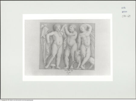 Vorderseite von Courtauld Institute, Conway Library [https://www.deutsche-digitale-bibliothek.de/content/lizenzen/rv-ez/] Relief mit drei Putten und einem Hund (Villa Borghese, Rom) - , bh560675_recto. Foto.