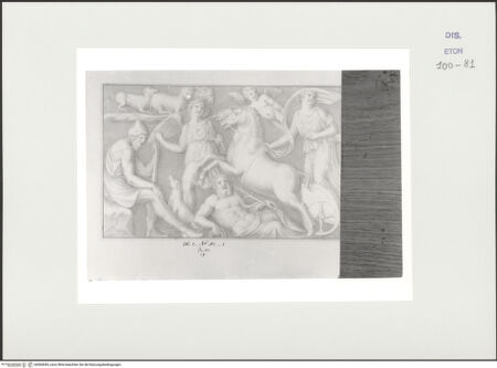 Vorderseite von Courtauld Institute, Conway Library [https://www.deutsche-digitale-bibliothek.de/content/lizenzen/rv-ez/] Linke Seite eines Sarkophagreliefs mit Diana, Endymion und anderen mythologischen Figuren (Villa Borghese, Rom) - , bh560685_recto. Foto.