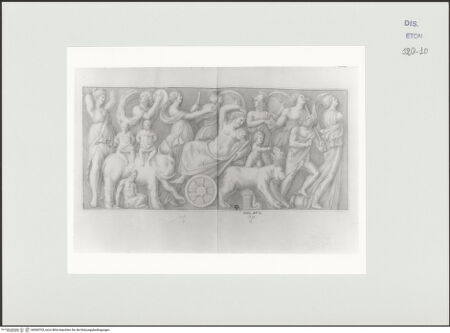 Vorderseite von Courtauld Institute, Conway Library [https://www.deutsche-digitale-bibliothek.de/content/lizenzen/rv-ez/] Triumph des Bacchus (Sarkophagrelief, Villa Borghese, Rom) - , bh560703_recto. Foto.