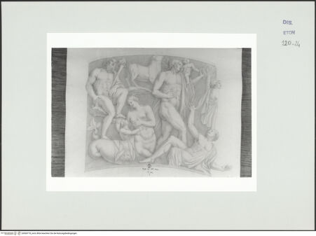 Vorderseite von Courtauld Institute, Conway Library [https://www.deutsche-digitale-bibliothek.de/content/lizenzen/rv-ez/] Fragment eines Sarkophagreliefs mit mythologischen Figuren (Villa Borghese, Rom) - , bh560718_recto. Foto.