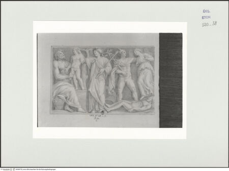 Vorderseite von Courtauld Institute, Conway Library [https://www.deutsche-digitale-bibliothek.de/content/lizenzen/rv-ez/] Linker Teil eines Sarkophagreliefs mit der Geschichte des Prometheus (Villa Borghese, Rom) - , bh560732_recto. Foto.