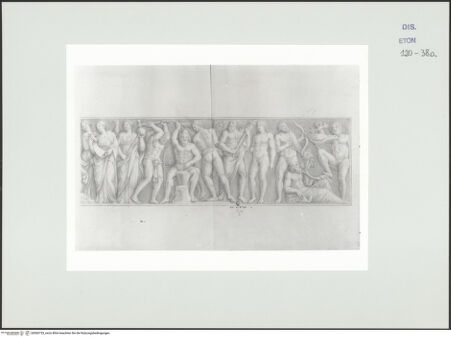 Vorderseite von Courtauld Institute, Conway Library [https://www.deutsche-digitale-bibliothek.de/content/lizenzen/rv-ez/] Rechter Teil eines Sarkophagreliefs mit der Geschichte des Prometheus (Villa Borghese, Rom) - , bh560733_recto. Foto.
